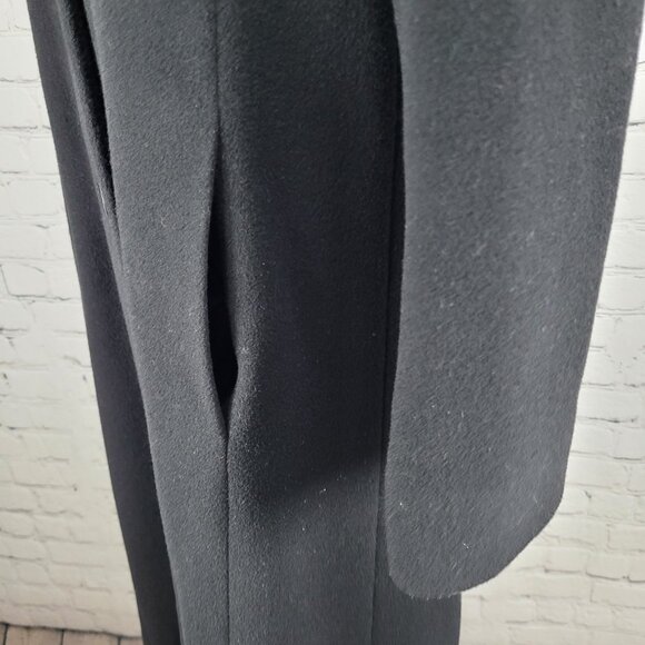 VTG Steve By Searle Black Italian Wool Fox Fur Trim Hooded Coat USA Made Size 6 - Picture 10 of 16